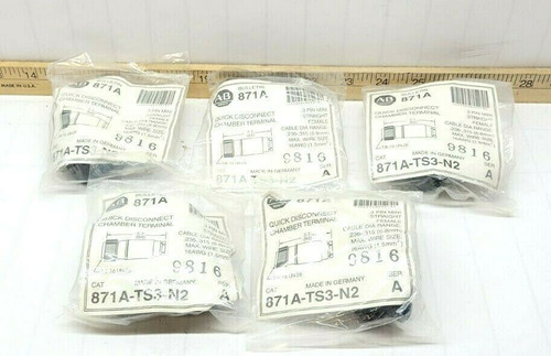 LOT OF 5 NEW ALLEN BRADLEY QUICK DISCONNECT CHAMBER TERMINAL 16 AWG 871A-TS3-N2