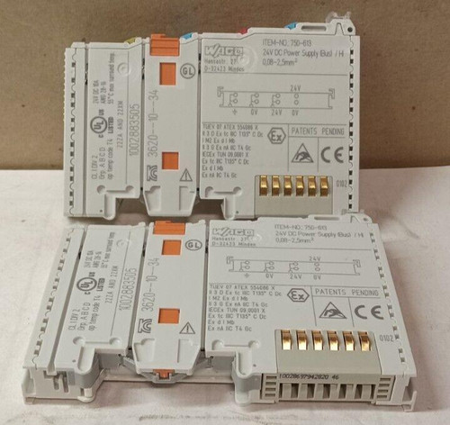 LOT OF 2) NEW WAGO 750-613 INTELLIGRATED SYSTEM FEED POWER SUPPLY 24 VDC