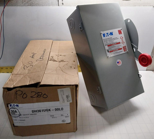 NEW EATON 30 AMP NON-FUSED SAFETY SWITCH 600 VAC 3 PHASE 3 POLE  DH361UGK-00LO