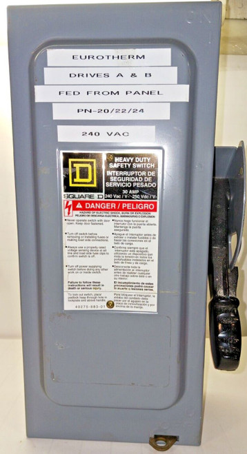 SQUARE D H321N 30 AMP FUSIBLE HEAVY DUTY SAFETY SWITCH 3 POLE SERIES 240 VAC