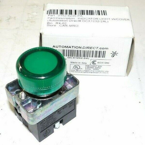 NEW AUTOMATION DIRECT GREEN INDICATOR LIGHT WITH COVER 24 V AC/DC GCX1232-24L