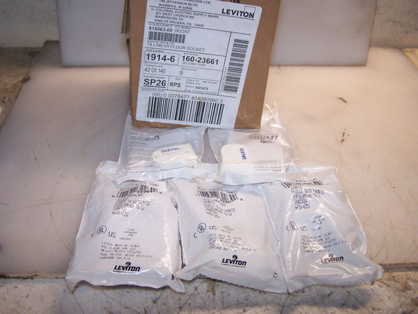 (5) BOX OF5 NEW LEVITON T8/12 SHUNTED FLUORESCENT LAMPHOLDER 160-23661-SWP