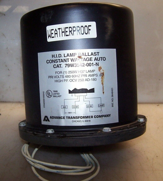 NEW ADVANCE 250 WATT HID LAMP BALLAST H37  WEATHERPROOF 480 VAC 79W3542-001-N 