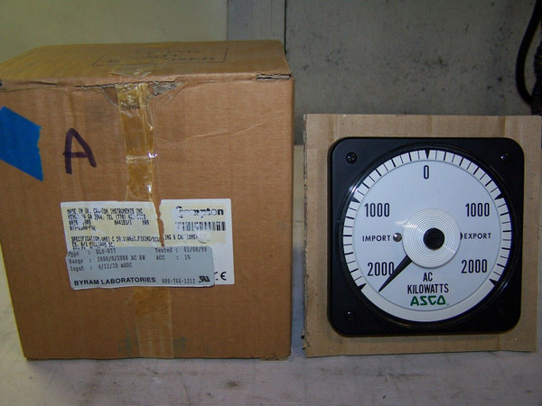 NEW ASCO CROMPTON BLS-077 0-2000 IMPORT 0-2000 EXPORT AC KW/KVAR PANEL METER