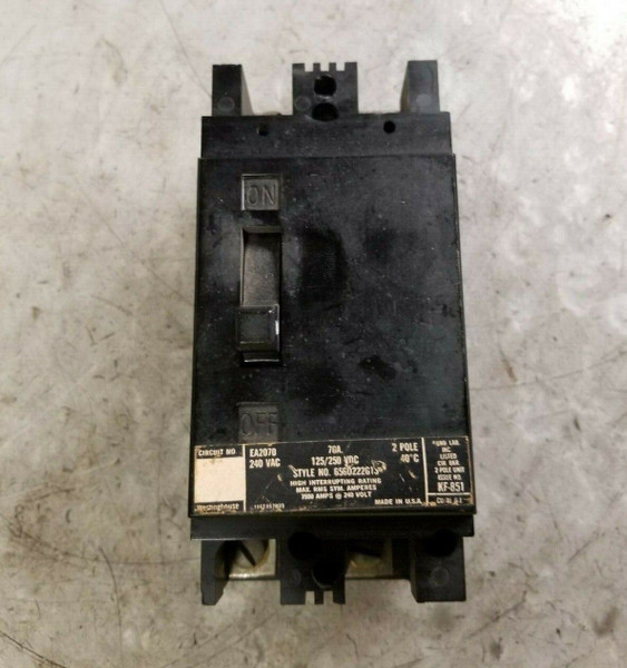 CUTLER HAMMER 70 AMP CIRCUIT BREAKER 240 VAC 2 POLE  EA2070