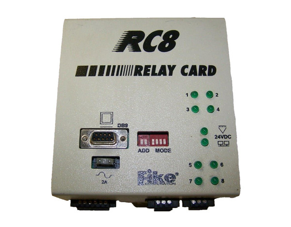 FIKE CORP RC8 RELAY CARD 18-30 VDC IN 300mA OUT 24 VDC @ 4A RELAY E10-0069