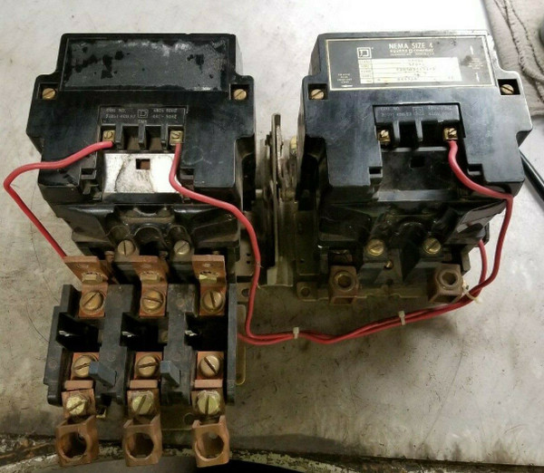 SQUARE D SIZE 4 REVERSING MOTOR STARTER 480 VAC COIL 600 VAC 100 HP 8502SFO1
