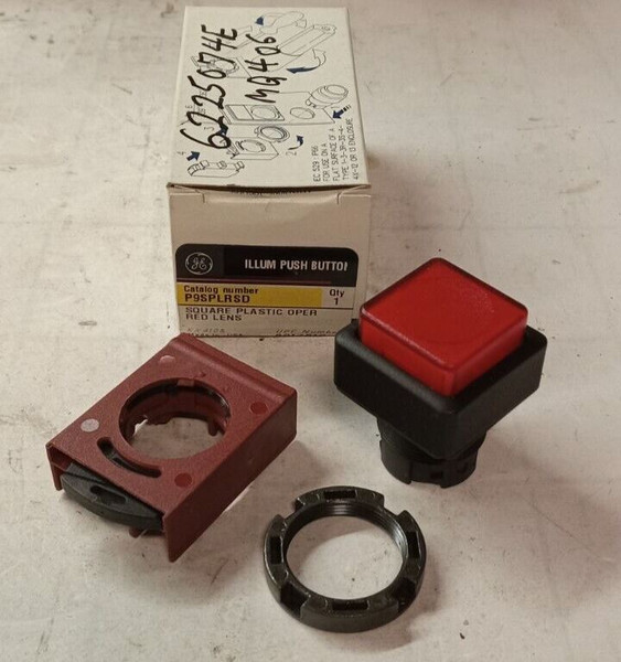 NEW GENERAL ELECTRIC SQUARE OPERATOR SWITCH RED LENS P9SPLRSD