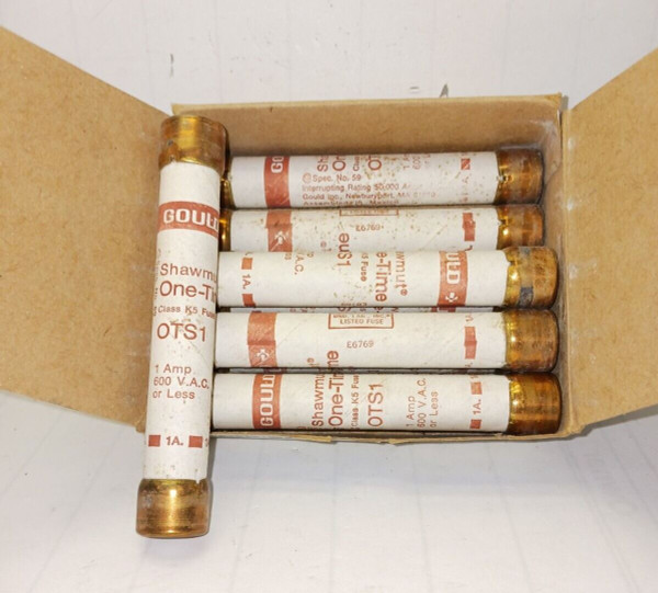 9) NEW OTS-1 GOULD 1 AMP TIME-DELAY FUSE 600 VAC  LOT OF 9