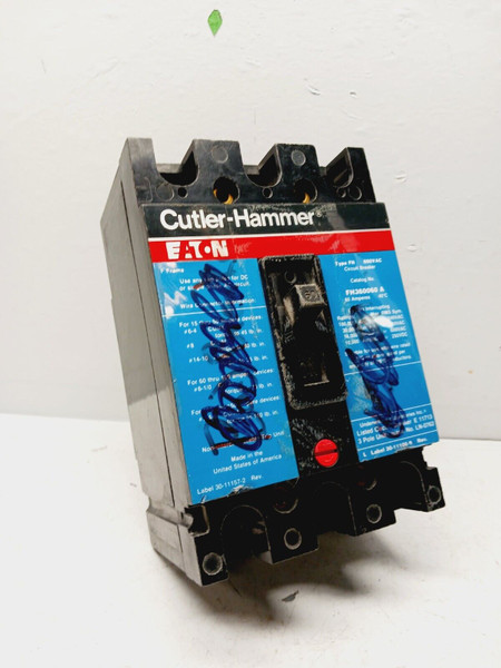 CUTLER HAMMER FH360060A 60 AMP BOLT-ON CIRCUIT BREAKER 3 POLE 600 VAC 250 VDC