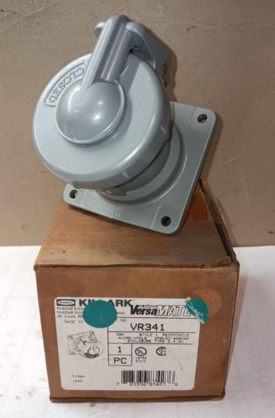 NEW HUBBELL KILLARK VR341 30 AMP PIN & SLEEVE RECEPTACLE 4 POLE 4 WIRE 600 VAC
