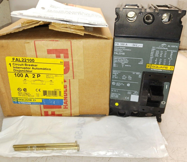 NEW SQUARE D FAL22100 CIRCUIT BREAKER 100 AMP 2P 240 VAC 10kA NIB