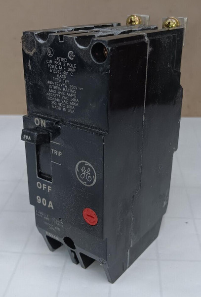 GENERAL ELECTRIC GE 90 AMP BOLT-ON CIRCUIT BREAKER 2 POLE 480/277 VAC TEY290