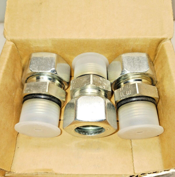3) NEW PARKER HYDRAULIC STRAIGHT MALE CONNECTOR FITTING 1-1/16 GE22L11/16UNCF