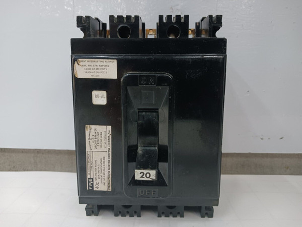 FPE 20 CIRCUIT BREAKER 3 POLE 480 VAC NEF433020