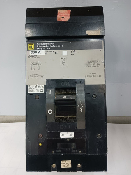 SQUARE D 300 AMP CIRCUIT BREAKER 3 POLE 600 VAC LA36300