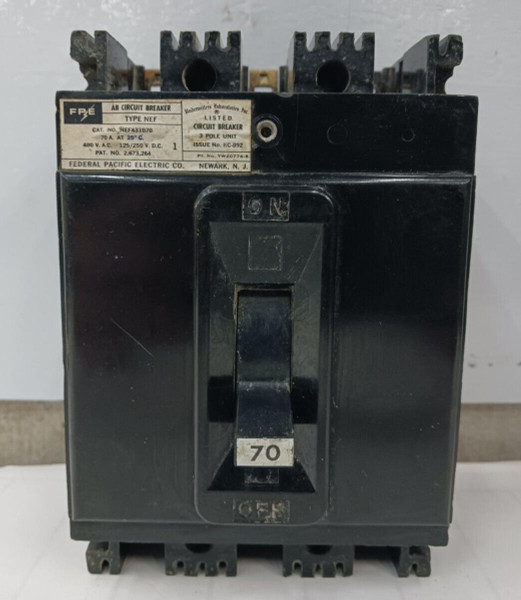 FPE 70 AMP CIRCUIT BREAKER 3 POLE 480 VAC NEF431070