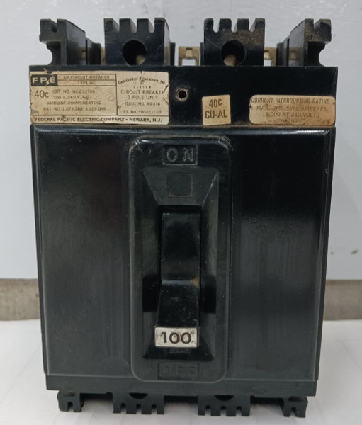 FPE 100 AMP CIRCUIT BREAKER 3 POLE 240 VAC NE233100