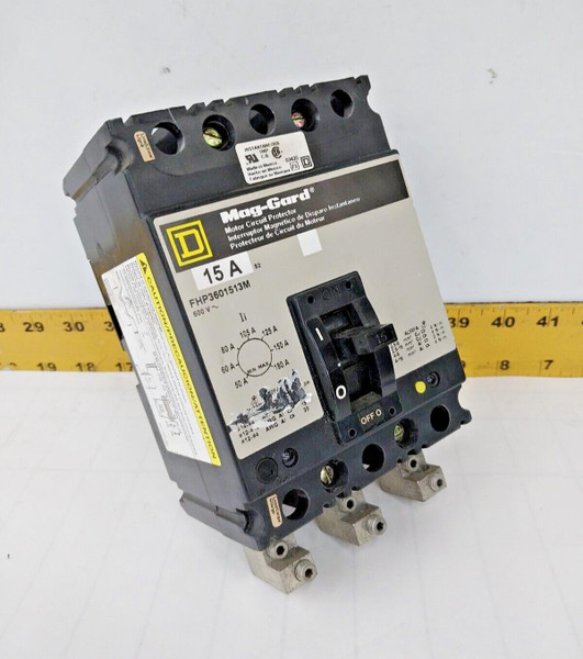 SQUARE D 15 AMP MOTOR CIRCUIT PROTECTOR 600 VAC 3 POLE  FHP3601513M