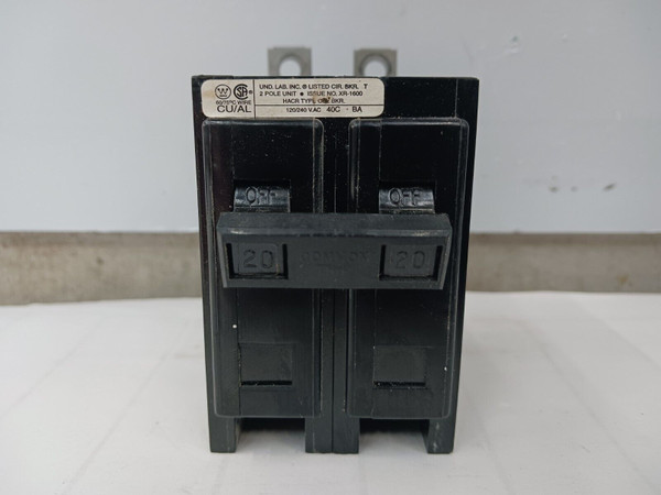 WESTINGHOUSE 20 AMP CIRCUIT BREAKER 2 POLE 120/240 VAC BAB2020