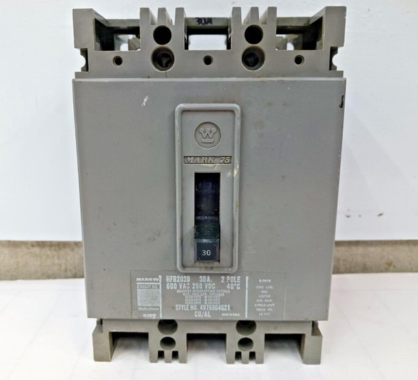 WESTINGHOUSE 30 AMP CIRCUIT BREAKER 2 POLE 600 VAC HFB2030 #2