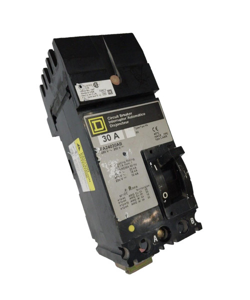 SQUARE D 30 AMP I-LINE CIRCUIT BREAKER 480 VAC / 250 VDC 2 POLE  FA24030AB