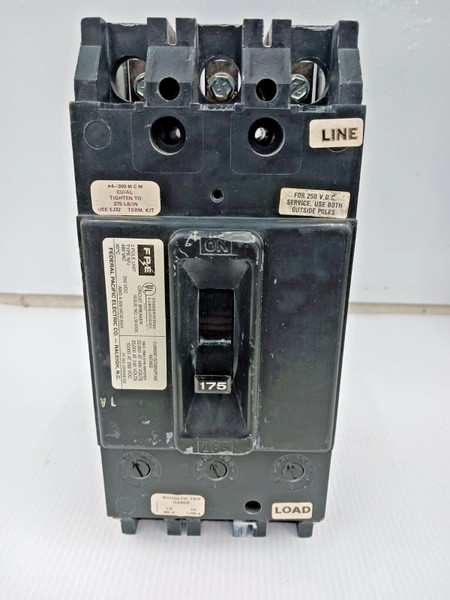 FPE 175 AMP CIRCUIT BREAKER 3 POLE 480 VAC / 250 VDC NFJ431175