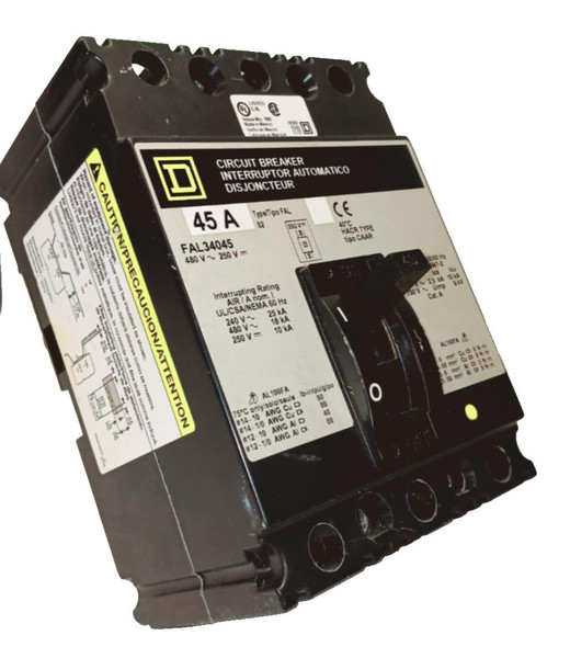SQUARE D 45 AMP CIRCUIT BREAKER 3 POLE 480 VAC / 250 VDC  FAL34045