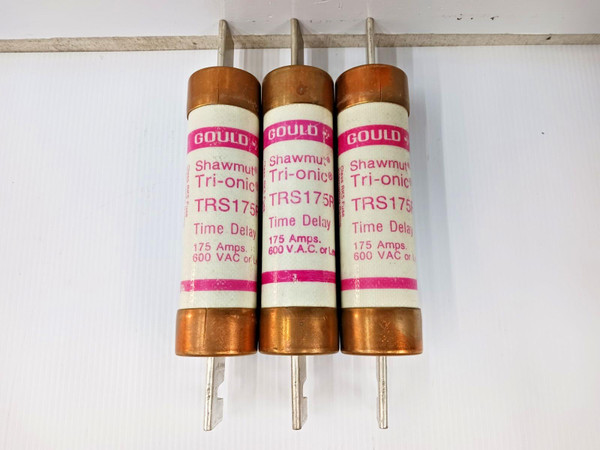 LOT OF THREE) GOULD SHAWMUT 175 AMP TIME-DELAY CLASS RK5 FUSE 600 VAC TRS175R