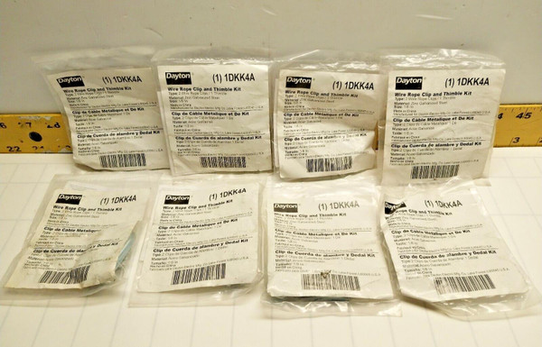 8) New Dayton 1/8" Wire Rope Clip And Thimble Kit  1DKK4A  LOT OF 8