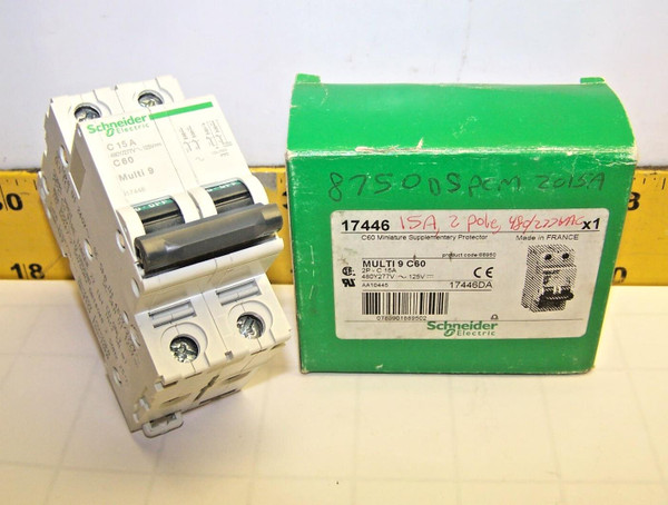 New Schneider MULTI 9 C60 15 Amp Miniature Supplementary Protector 2 Pole  17446