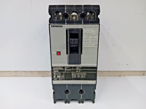 Siemens Sentron 20 Amp Circuit Breaker 3 Pole 600 VAC 65kA HHED63B020 Siemens Sentron 20 Amp Circuit Breaker 3 Pole 600 VAC 65kA HHED63B020
