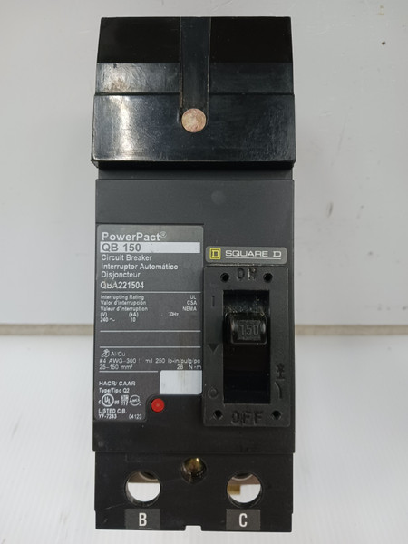 Square D PowerPact 150 Amp I-Line Circuit Breaker 2 Pole 240 VAC 10kA QBA221504 Square D PowerPact 150 Amp I-Line Circuit Breaker 2 Pole 240 VAC 10kA QBA221504