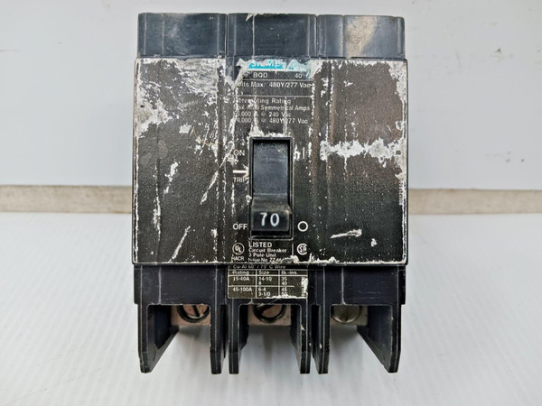 Siemens 70 Amp Bolt-On Circuit Breaker 3 Pole 480Y/277 VAC 65kA BQD370