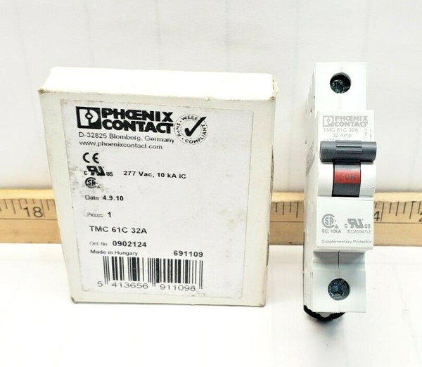 New Phoenix Contact 32 Amp Din Rail Mount Circuit Breaker 277 VAC  TMC 61C 32A