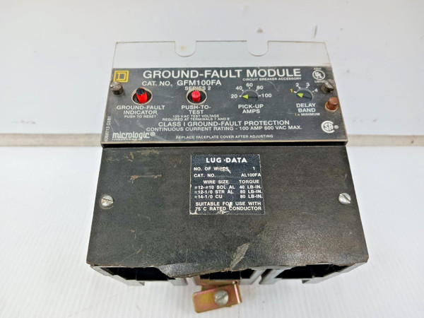 Square D 100 Amp Class 1 Ground-Fault Module 3 Pole 600 VAC GFM100FA *Flaw*