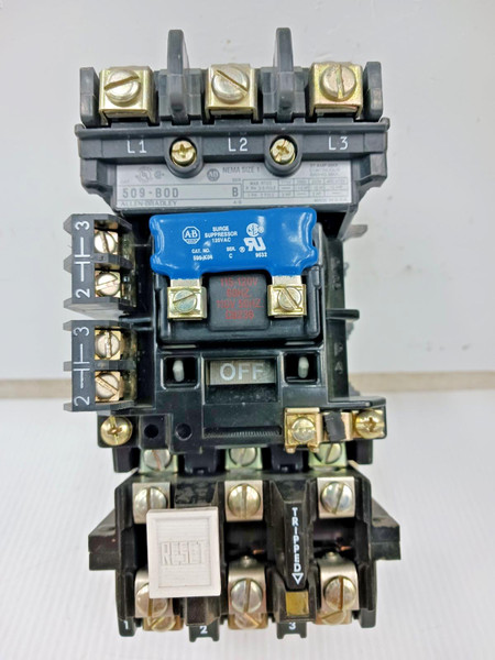 Allen Bradley Size 1 Motor Starter 3P 110-120V Coil 509-BOD W/ Surge Suppressor Allen Bradley Size 1 Motor Starter 3P 110-120V Coil 509-BOD W/ Surge Suppressor