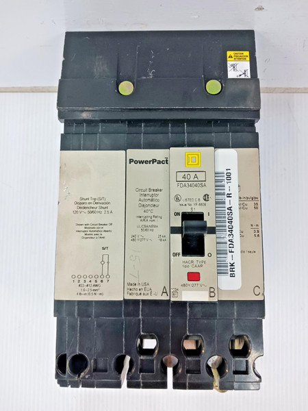Square D PowerPact 40 Amp I-Line Circuit Breaker 3 Pole 480Y/277 VAC FDA34040SA
