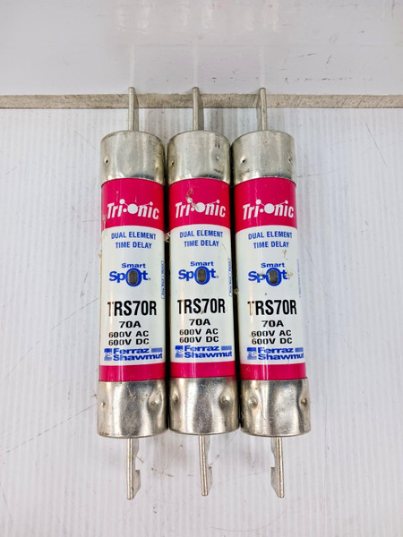 Lot Of Three) Ferraz Shawmut Trionic 70 Amp Time Delay RK5 Fuse 600V TRS70R