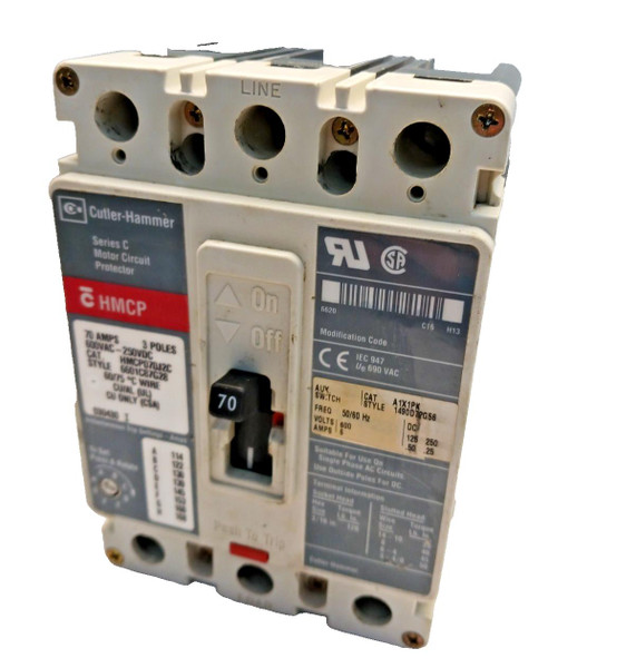 Eaton HMCP070J2C Motor Circuit Protector 70 Amp 3 Pole 600 Vac