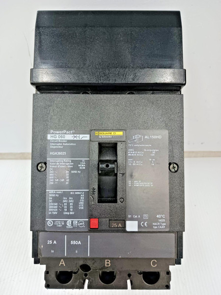 Square D PowerPact 25 Amp I-Line Circuit Breaker 3 Pole 600 VAC 35kA HGA36025