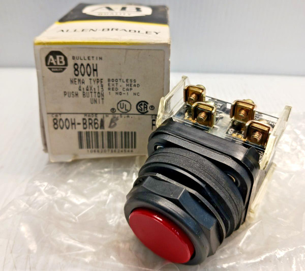 New Allen Bradley 800H-BR6B Red Extended Head Momentary Push Button
