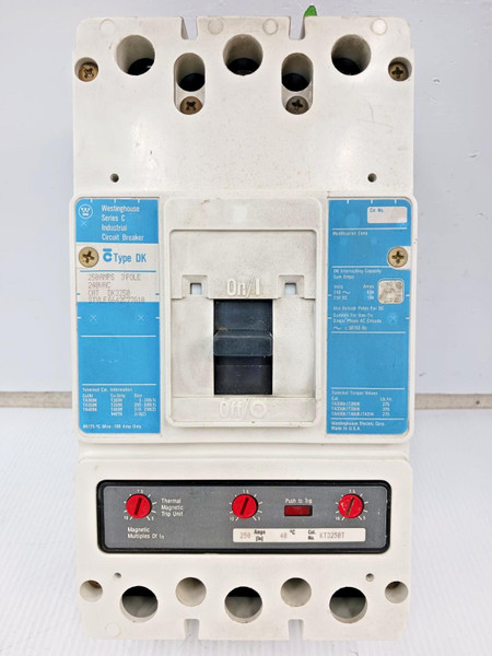Westinghouse 250 Amp Circuit Breaker 3 Pole 240 VAC 65kA DK3250 W/ 250 Amp Trip