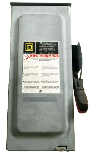 Square D 30 Amp Fusible Safety Disconnect Switch 240 VAC 3 Phase 3R  H321NRB