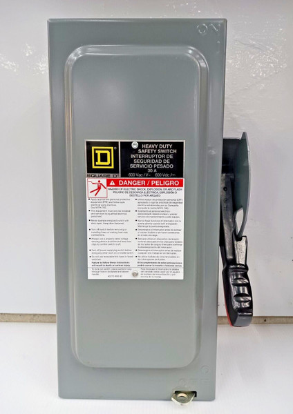 New Square D 30 Amp Non-Fusible Safety Switch Disconnect 3PH 600 VAC HU361 New Square D 30 Amp Non-Fusible Safety Switch Disconnect 3PH 600 VAC HU361