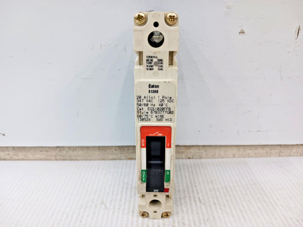 New Eaton 20 Amp Bolt-On Circuit Breaker 1 Pole 347 VAC / 125 VDC EGS1020FFB