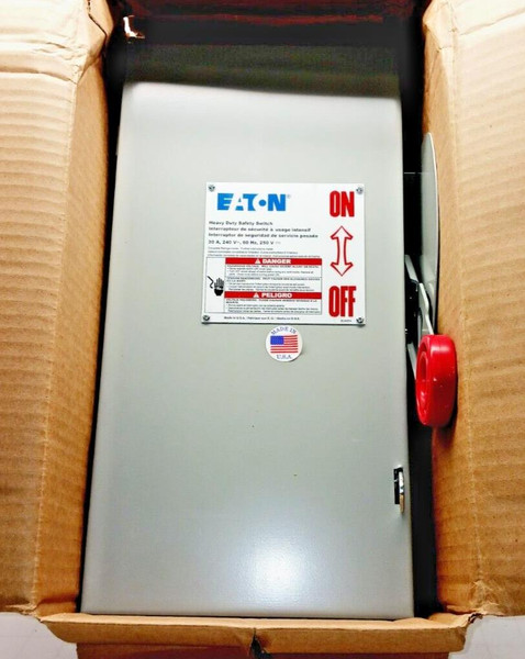 New Eaton 30 Amp Fusible Safety Disconnect Switch 240 VAC 3 Pole  DH321FGK
