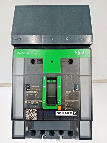 New Square D PowerPact 50 Amp I-Line Circuit Breaker 3 Pole 600Y/347 V BGA36050 New Square D PowerPact 50 Amp I-Line Circuit Breaker 3 Pole 600Y/347 V BGA36050