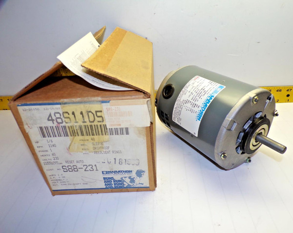 New Marathon 1/6 HP Electric Motor 230V 1140 RPM Single Phase 48 Frame  S88-231 New Marathon 1/6 HP Electric Motor 230V 1140 RPM Single Phase 48 Frame  S88-231
