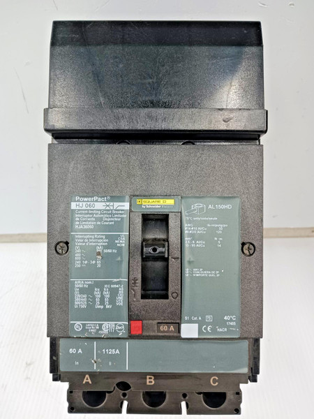 NTO Square D PowerPact 60 Amp I-Line Circuit Breaker 3P 600 VAC 65kA HJA36060 NTO Square D PowerPact 60 Amp I-Line Circuit Breaker 3P 600 VAC 65kA HJA36060